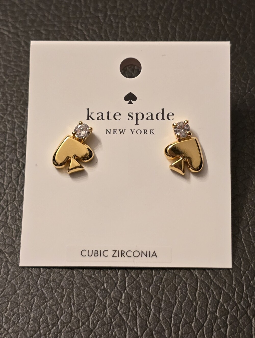 Kate Spade Gold Spade Crystal Stud Earrings